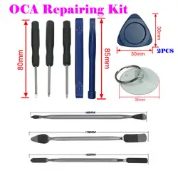 11pcs Mobile Phone OCA Repairing Kit 3pcs Metal Pry Spudger Opening Tools LCD Screen Pliers Suction Cup for iPhone iPad Samsung