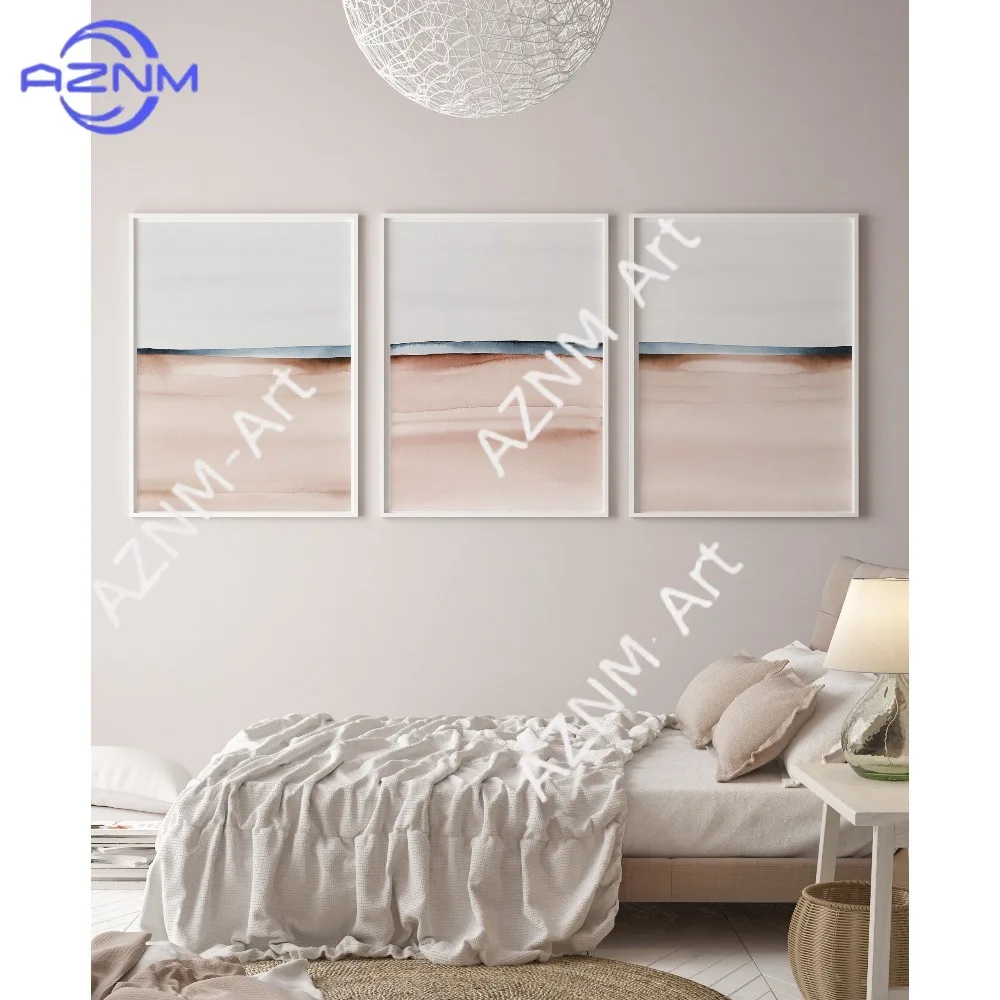 1/3PCS ，Bedroom Wall Art, Abstract Art, Printable Print Set, Three Prints, Rust and Blue Wall Art, Living Room Art