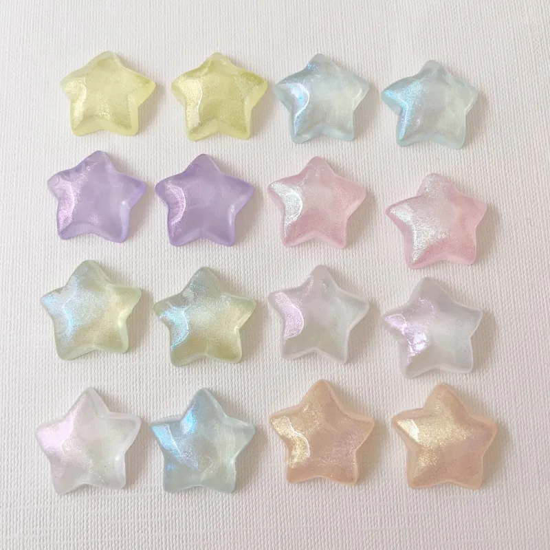 30pcs Handmade Star Flat Back Resin Cabochon Scrapbooking DIY Phone Case Hair Clip Shoes Jewelry Crafts Decorations Accessories