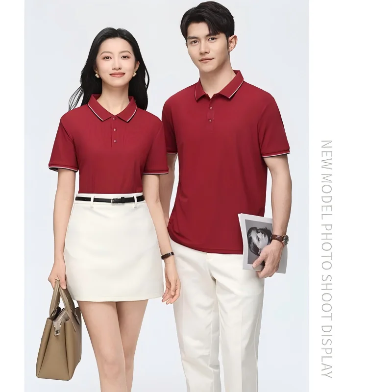 High-end business polo shirt custom digital printing loose and breathable large-sized short-sleeved