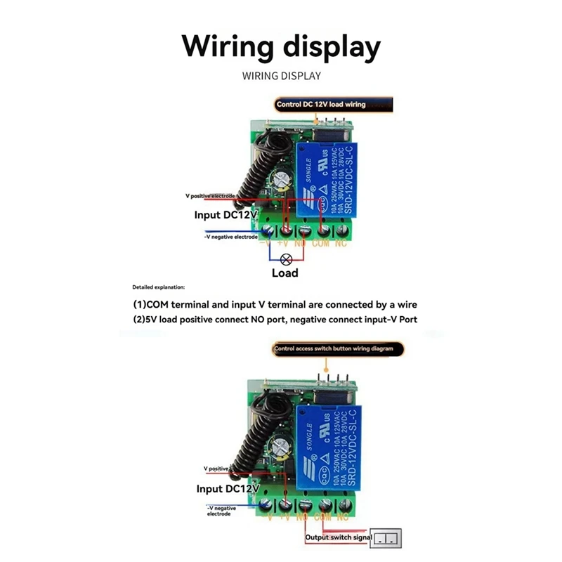 ガレージドア用ワイヤレスリモコンスイッチ,モーターライト,RFリレー,433MHz, 12V