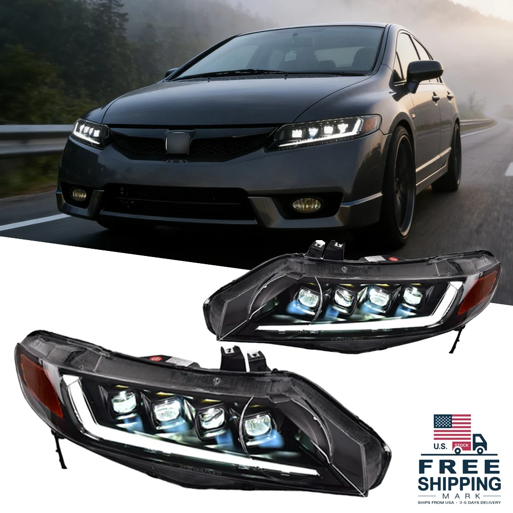 

Автомобильные фары TYPY для Honda Civic 8-го поколения (2006-2011), светодиодные проекционные фары, дневные ходовые огни, автомобильные аксессуары