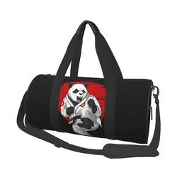 Fun Panda Bear Gym Bag Karate Taekwondo Travel Training Sports Bags Couple Custom with Shoes Retro Fitness Bag Portable Handbags