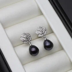 925 Sterling Silver Woman Exquisite Large Pearl Earrings Female Jewelry For Friends Valentine's Day Gifts