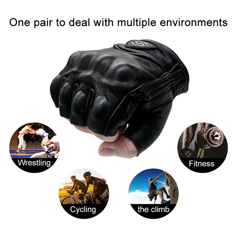 1 Paar Reit handschuhe Leder finger lose Handschuhe Halb finger handschuhe für Motocross-Bergsteiger Fitness