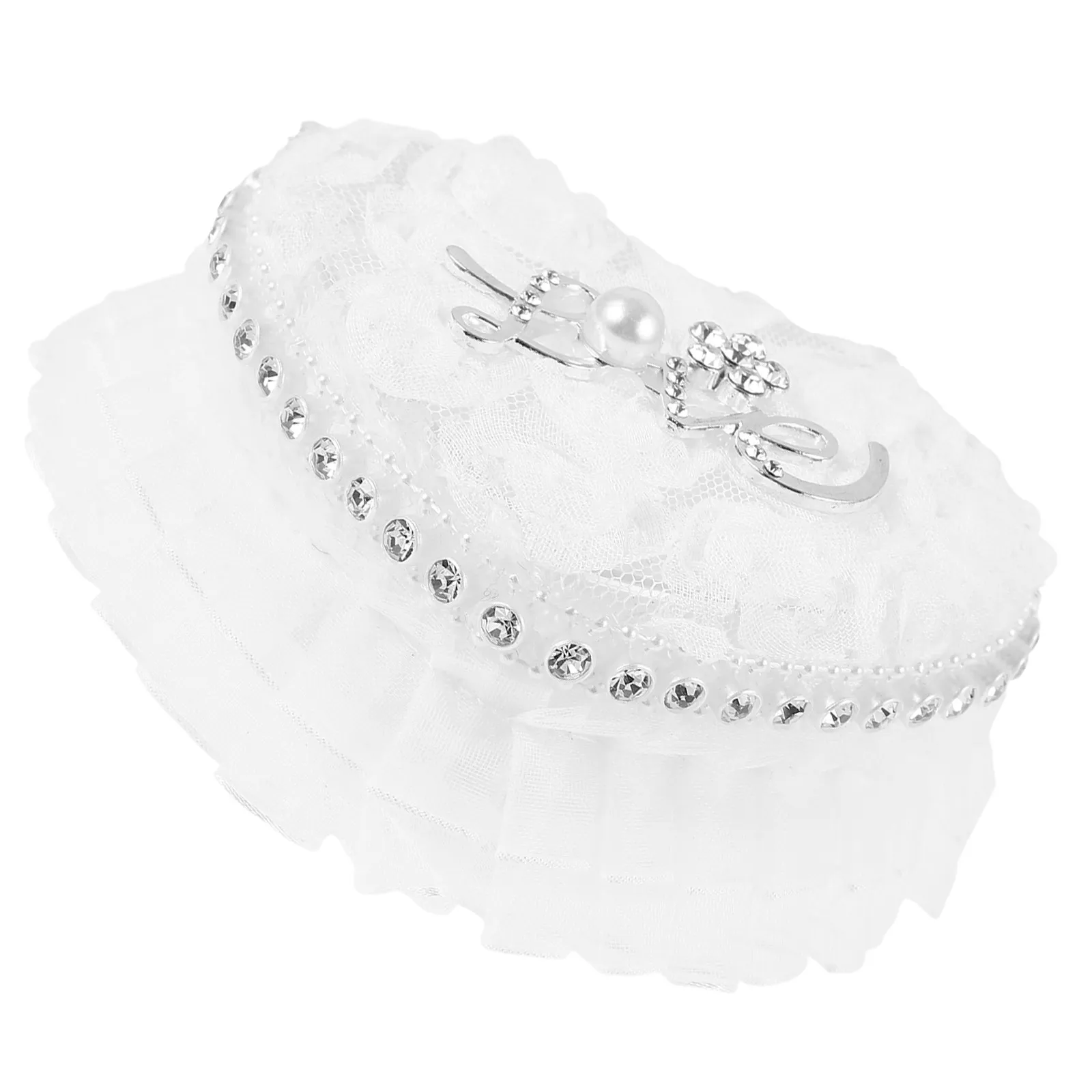 Romantic Heart Shape Wedding Ring Box Compact Decorative Lace Ring Holder for Ceremony Proposal Anniversary Celebration