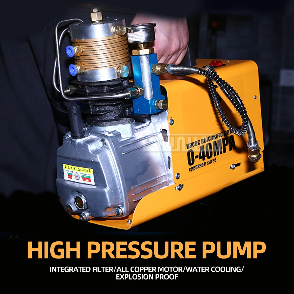 220V 1.8KW 300Bar Electric high pressure air pump 30Mpa water-cooled single cylinder high pressure air pump