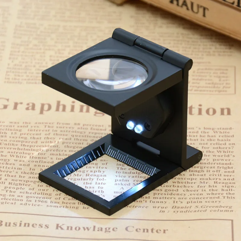 10X Glass Lens for Testing Textiles/letter Amplification/appreciation LED Light Folding Magnifier Magnifier Zinc Alloy