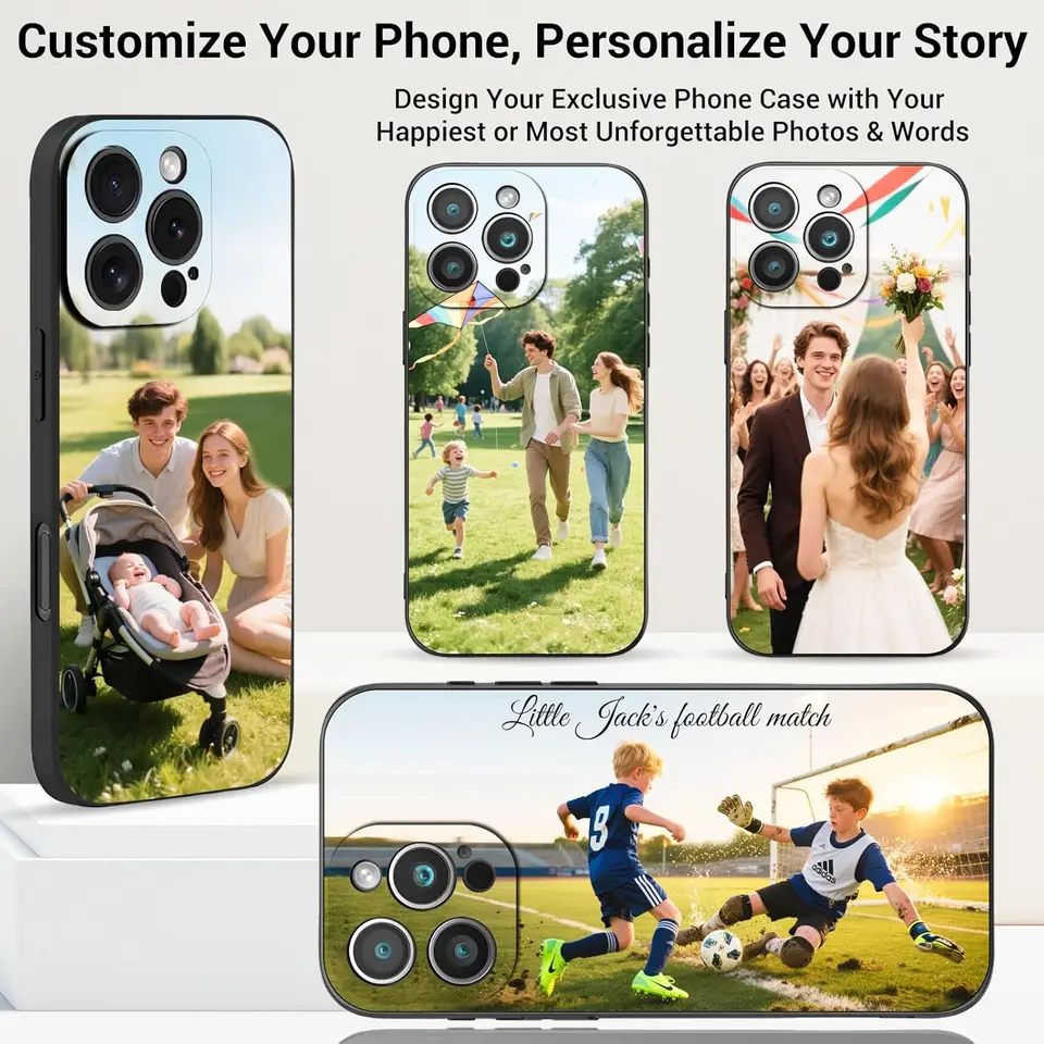 Funda personalizada mate para iPhone 17 16 15 14 13 12 11 Pro Max Mini SE XS XR 7 8 Plus, cubierta suave con foto personalizada DIY 4