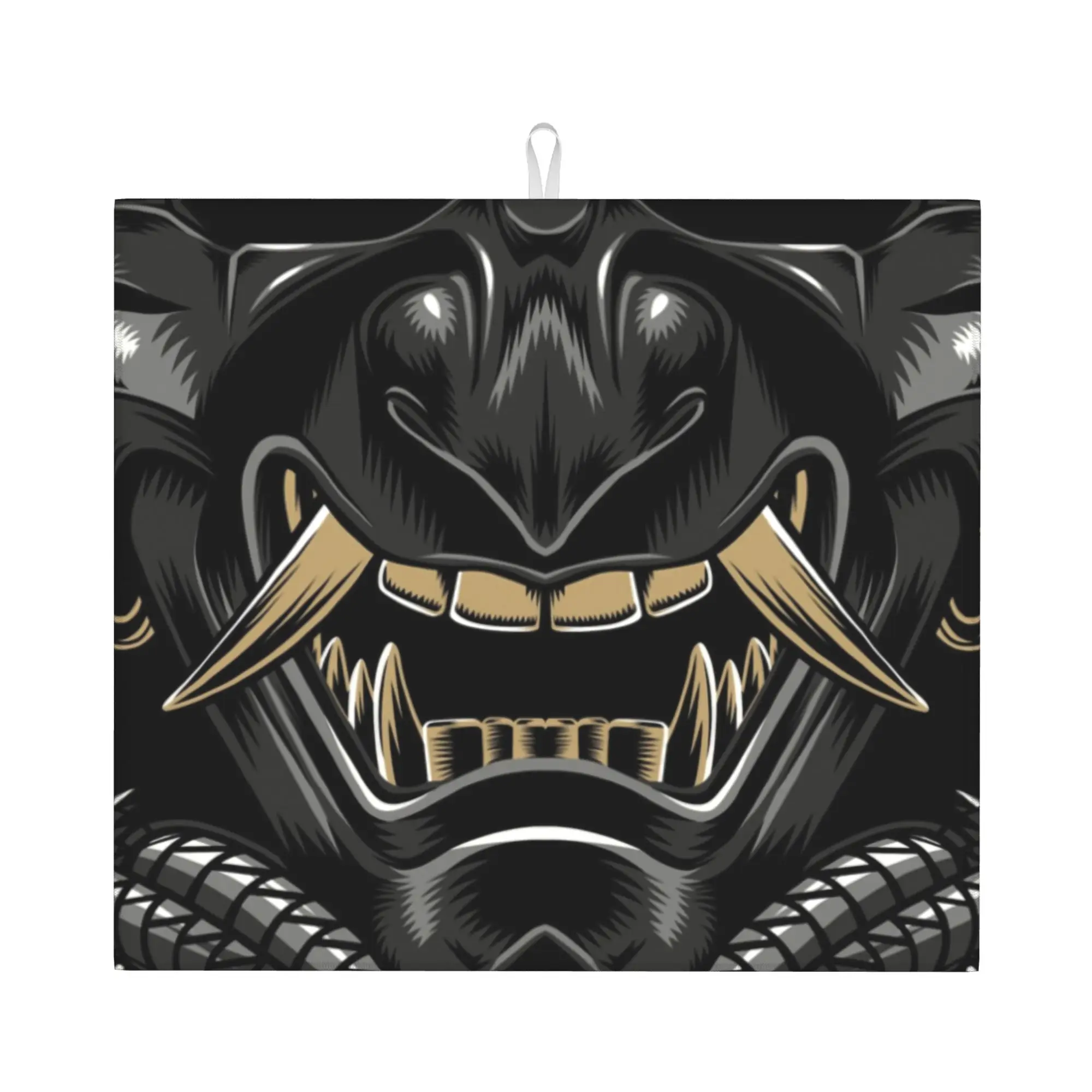 Japan Samurai Demon Oni Non Slip Kitchen Counter Protector Mat Barware Tableware Hannya Tattoo Bathroom Drying Mat For Kitchen