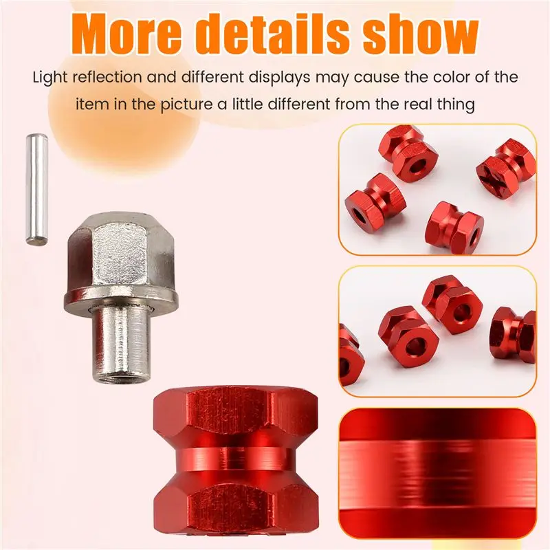 WOTT-4Pcs Aluminum 12Mm Hex Wheel Hub Drive Adaptor Extension Combiner Coupler For 1/10 RC Car Crawler SCX10 D90
