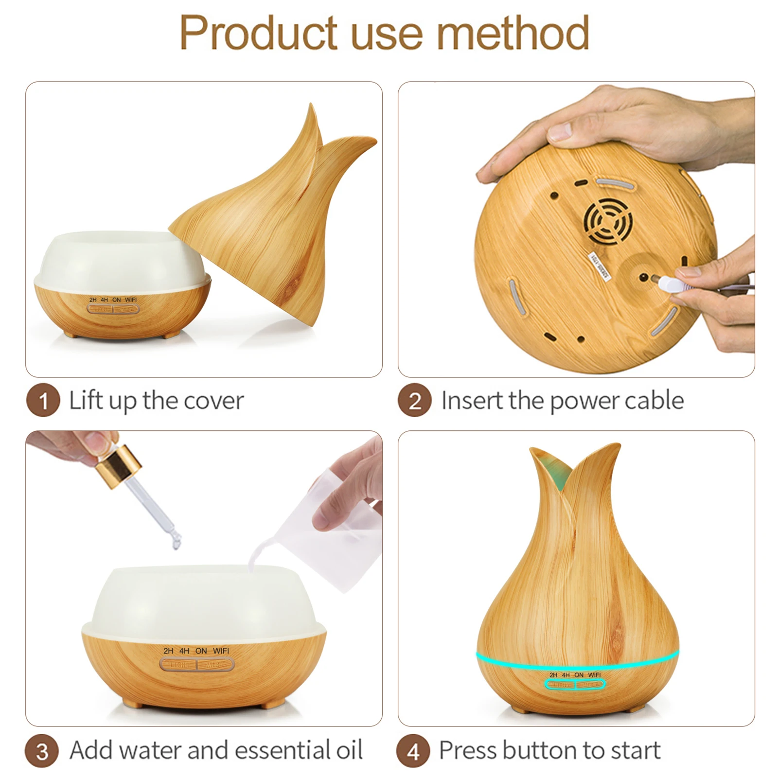 Qiumi Smart Wifi Essential Oil Diffuser Electric SPA Humidifier Support Google Alexa with RGB Light, Gifts for Mum