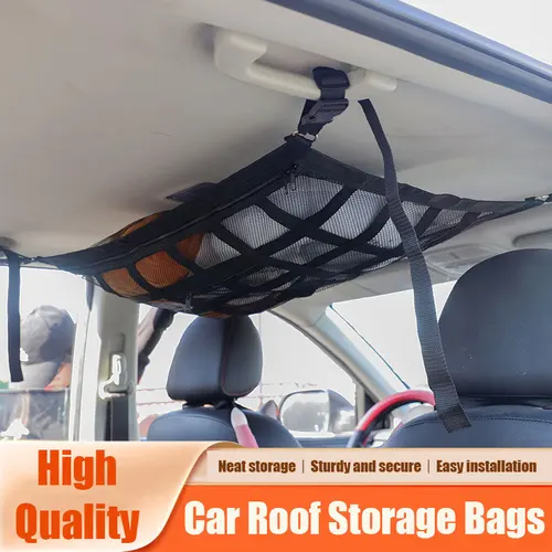 Imagen 1 del producto Red de carga para techo de coche, malla de carga fuerte, organizador de almacenamiento para techo de coche, almacenamiento de red para techo de coche para SUV, viaje largo, Camping
