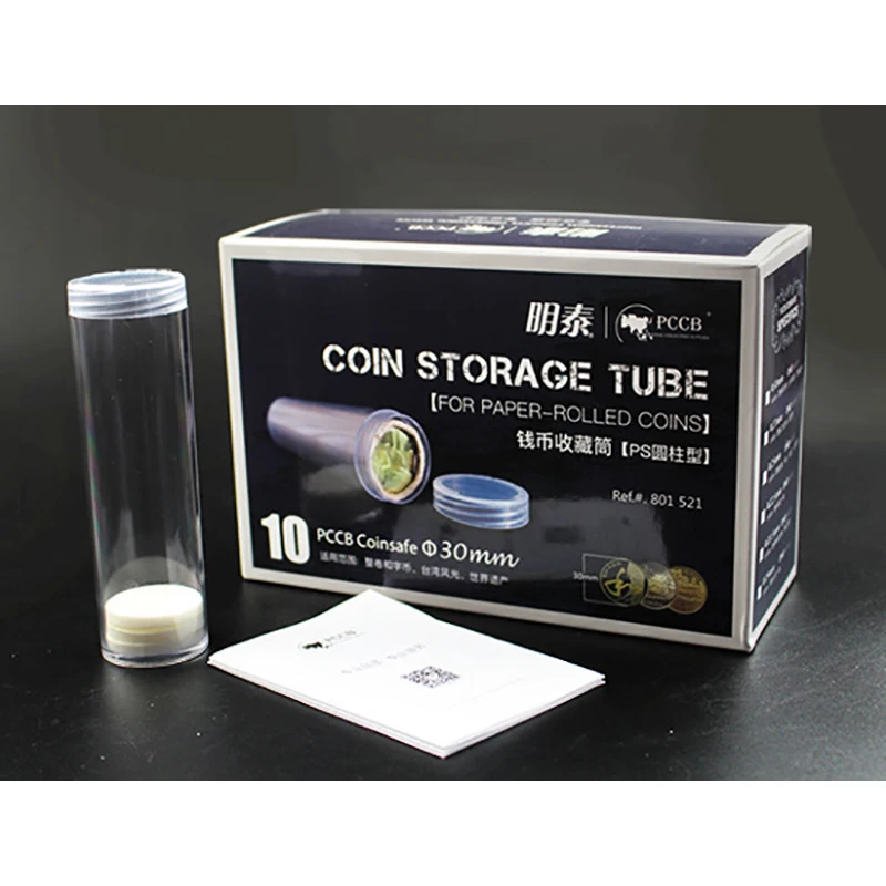 Multiple Clear Round Cases Coin Display Storage Plastic Protective Tube Holder Storage Boxes Applied 1pcs