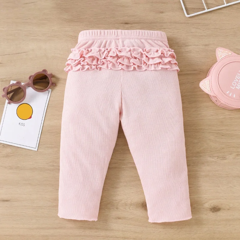 New Children\'s Pants Spring And Fall Girls Pants Baby Pink Lace Pants Cute Baby Pants 0-4y