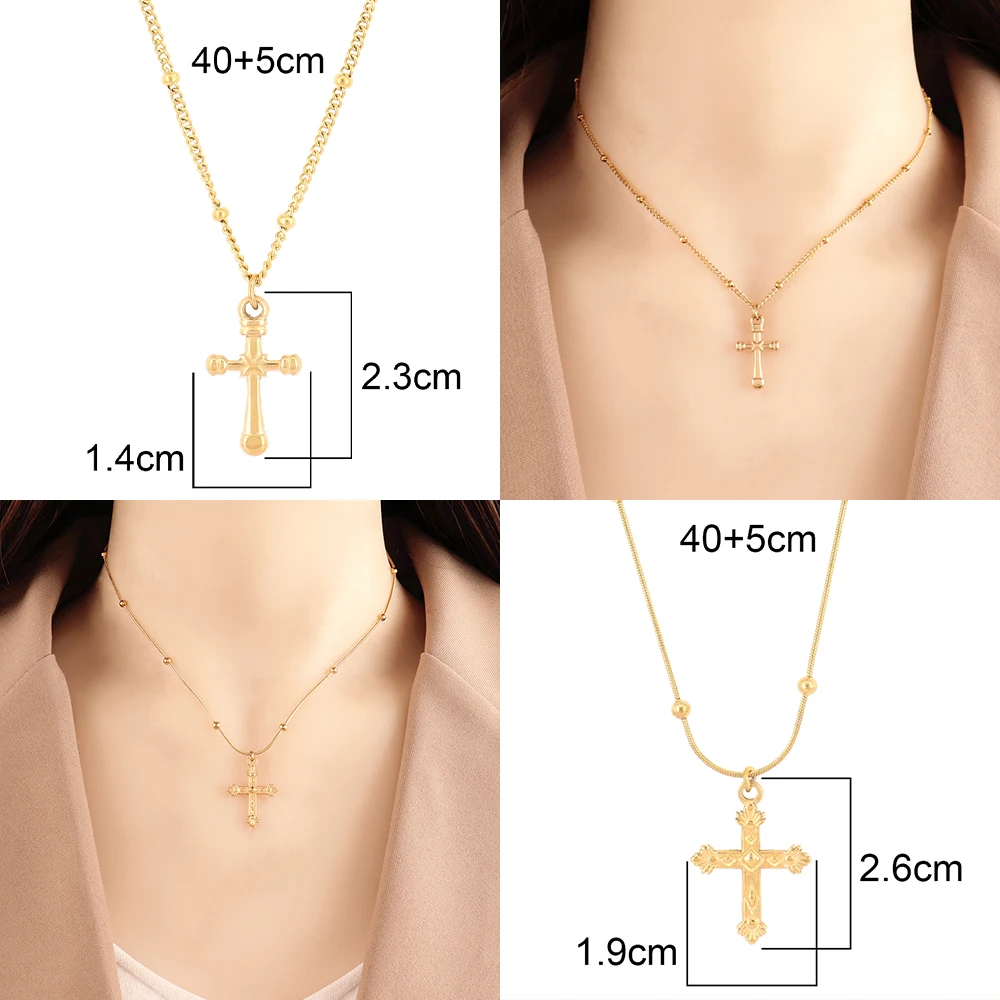 Collana Vintage con ciondolo croce in acciaio inossidabile Color oro 316L per donna collana girocollo con catena 2024 regali di gioielli di tendenza