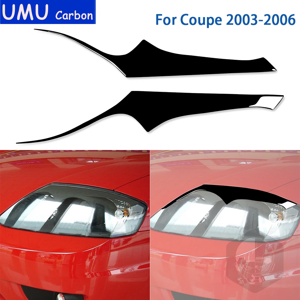 For Coupe 2003 2004 2005 2006 Accessories Car Black Plastic Exterior Light Eyebrow Trim Sticker Decoration