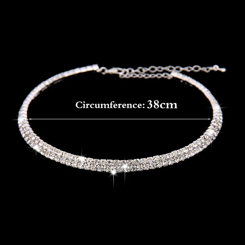 Necklace Earrings Bracelet Women Lady Jewelry Wedding Alloy Bride Set Pendant Choker