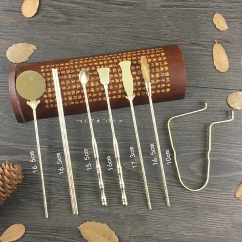 7セットの純銅香ツール箸サイドフラット香スプーンdiy家庭用屋内シール香火災香製品