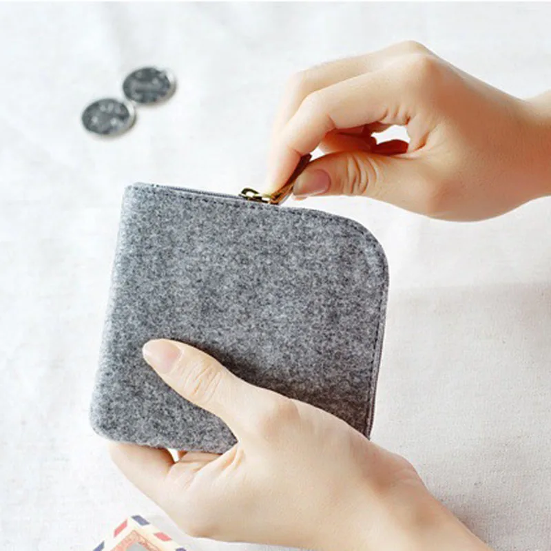 

Fashion Ladies Cute Felt Mini Wallet Card Key Card Holder Organizer Zipper Coin Purse Small Handbag Bag Portable Money Bag