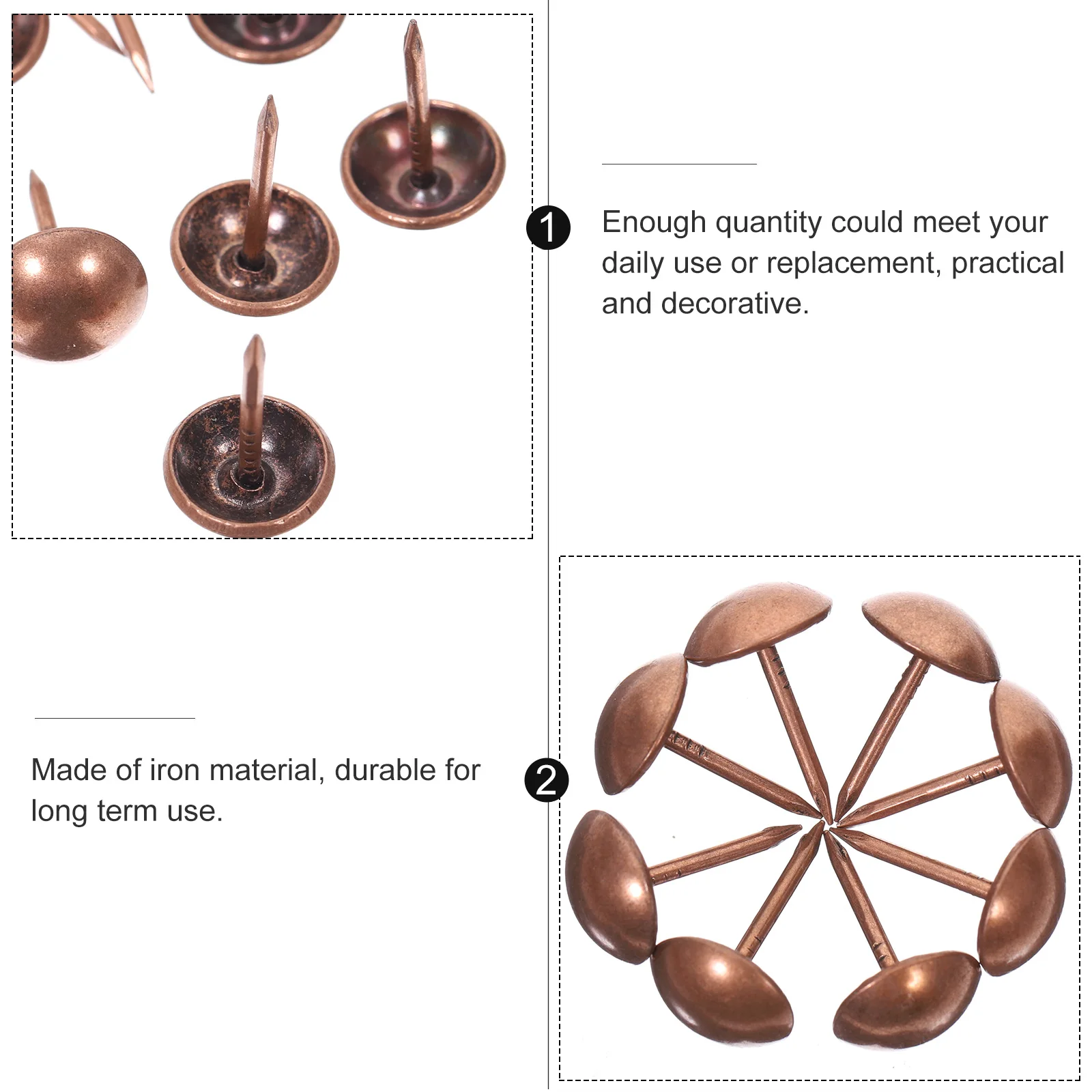 

100Pcs Vintage Upholstery Tacks Furniture Accessory for Walls Doors Sofas Chairs Upholstery Nails Furniture Tacks