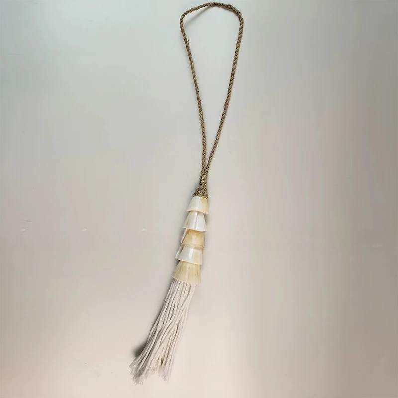 Handmade shell tassels, wooden beads, raffia hemp rope ornaments, curtain tie decorations