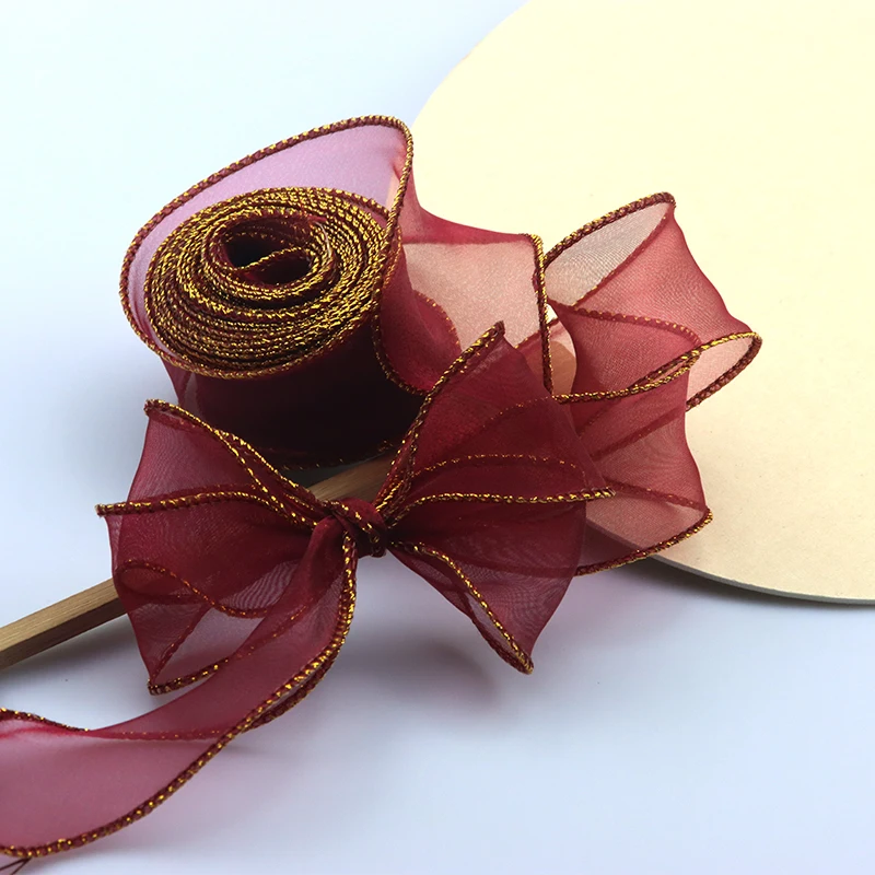 40mm Phnom Penh Wave Silk Organza Ribbon Bow Material For Hair Ornament Gift Wrapping