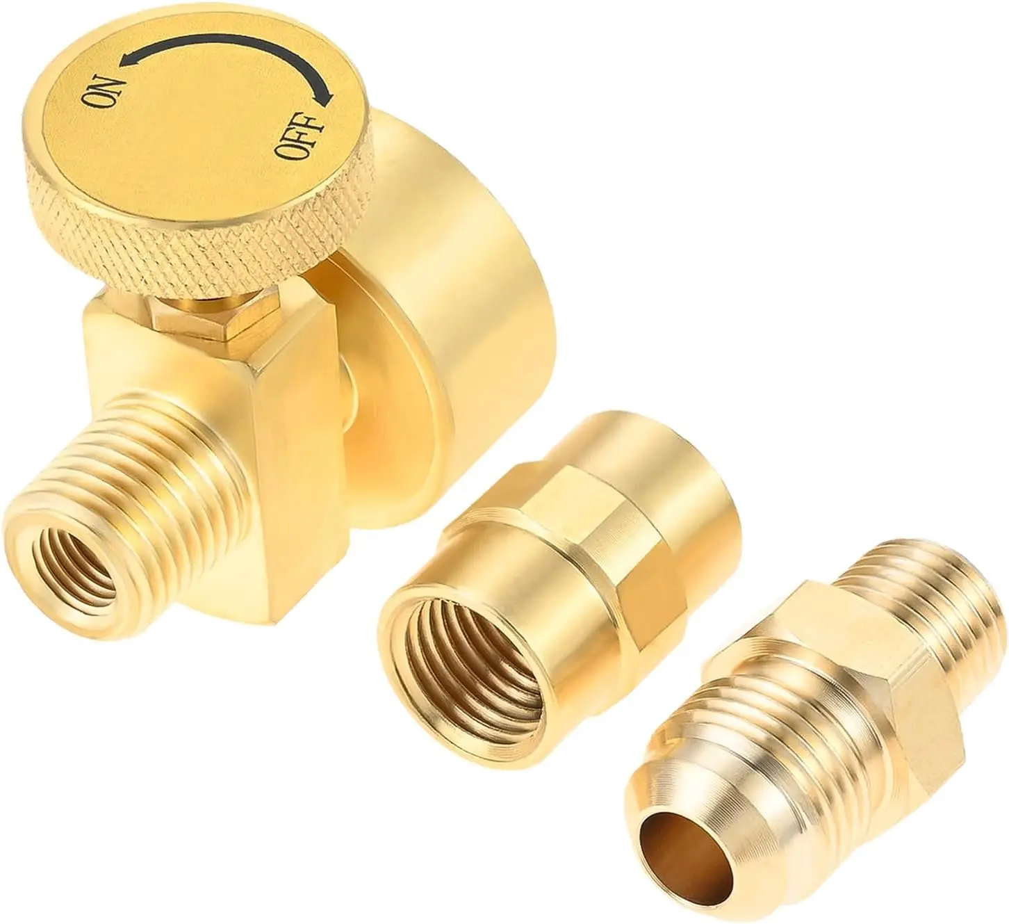 3 Pcs Propane Gas Brass Fitting Kit–1 X 1LB Propane Tank Needle Valve+1 X 1/4