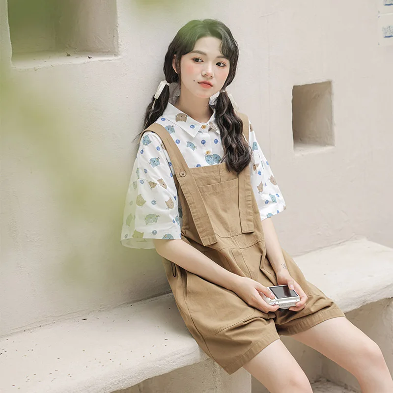 Summer Women's Short Section Cargo Strappy Jeans Fashion Slim Waisted Rompers Shorts Youthful Vitality Jumpsuit Overalls Shorts