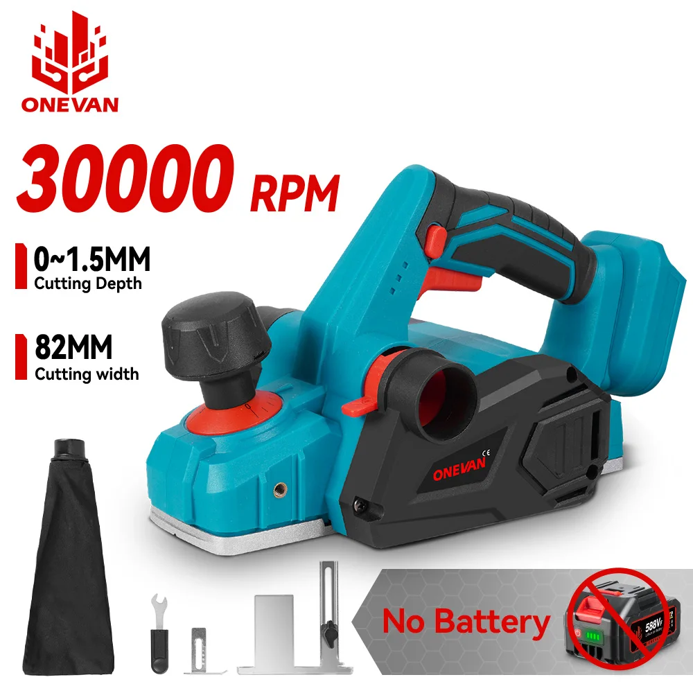 

ONEVAN 30000RPM Electric Planer Cordless Handheld Rechargeable Furniture Wood Decoration Power Tools For Makita Battery Pin