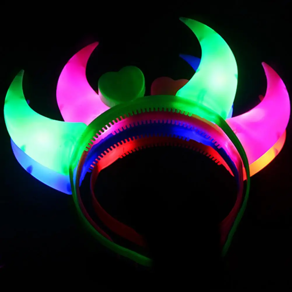 LED Devil Horn Light Up Headband Flashing Horn Halloween&Christmas Party Decor Party Glitter Headwear Demon Horn Fluffy Plush