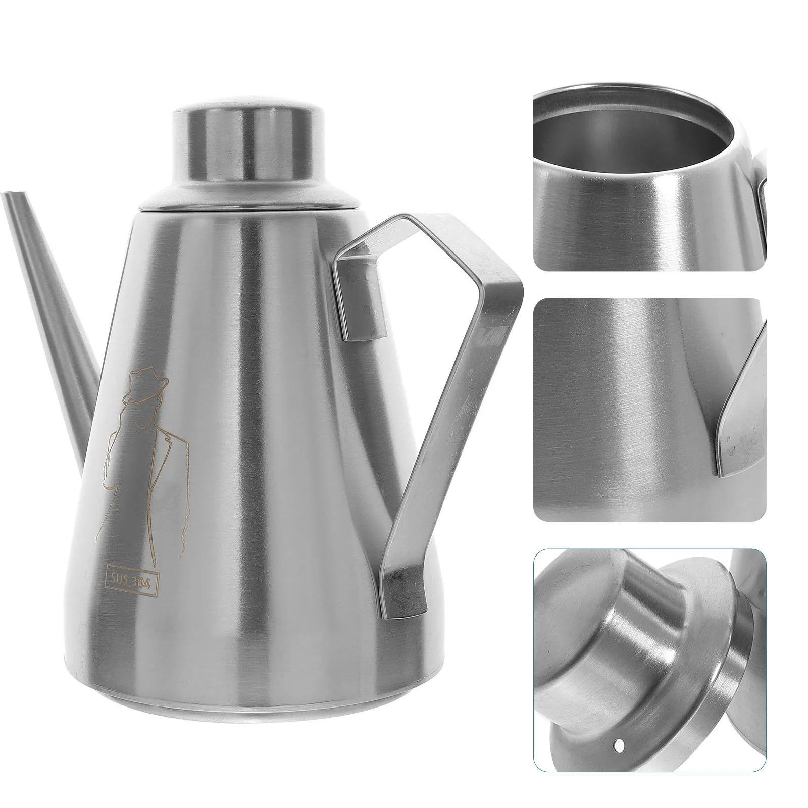 Soy Sauce Cruet Stainless Steel Metal Oil Dispenser Kitchen Condiment Bottle Vinegar Seasoning Container Cooking Oil Pourer