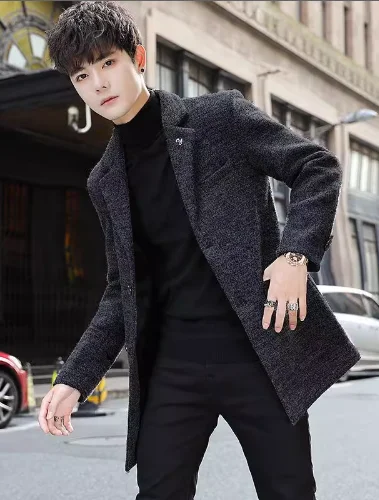 

Новое мужское шерстяное пальто, повседневное хлопковое платье на осень-зиму, элитная ветровка для отдыха, модная молодежная верхняя одежда