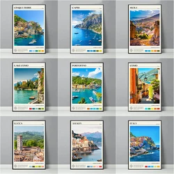 Italy Travel Scenery Poster Sicily Calabria Lake Como Florence Rome Portofino Canvas Painting Wall Art Picture Office Home Decor