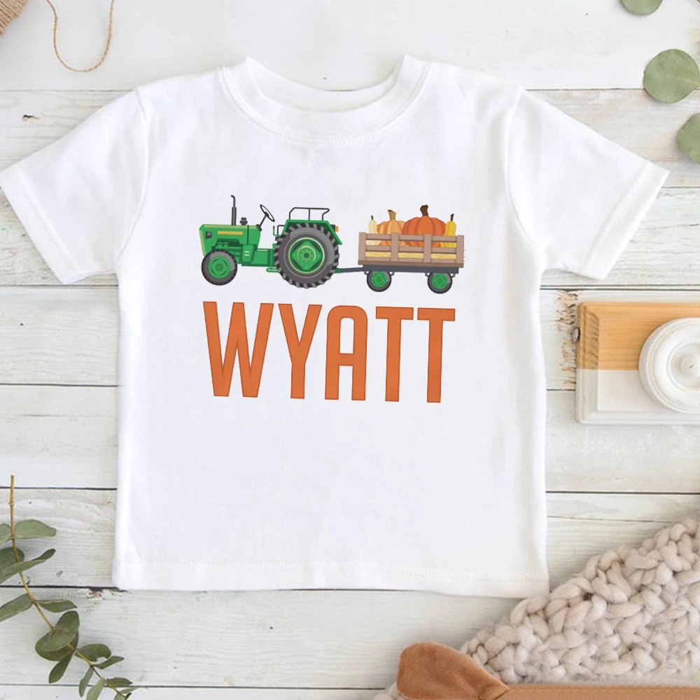 

Tractor Shirt Fall Green Tractor Personalized Kids Clothes Tractor Tshirt Pumpkin Patch 2021 Thanksgiving Day Boy Fall Clothes