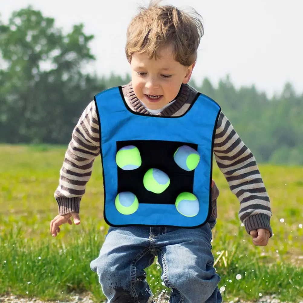 2 Sets Ball Vest Toy Large ange Blue Jerseys Kids Sticky Ball Vest 5 Balls Each Safe for Kids Outdoor Carnival Party Gifts