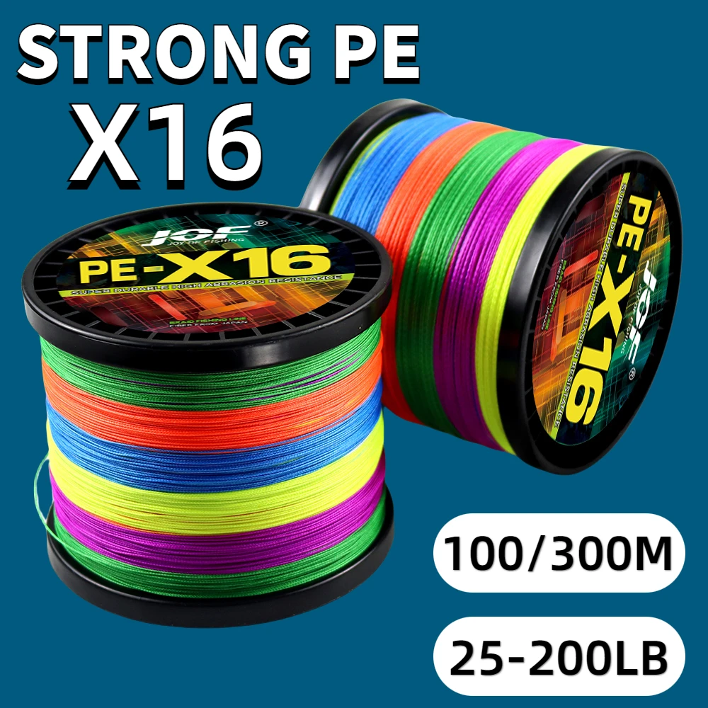 16 Strands 300/100M Braided PE Extreme Fishing Line 25-200LB Big Game Multifilament Smooth Main Wire for Lure Fishing Accessorie