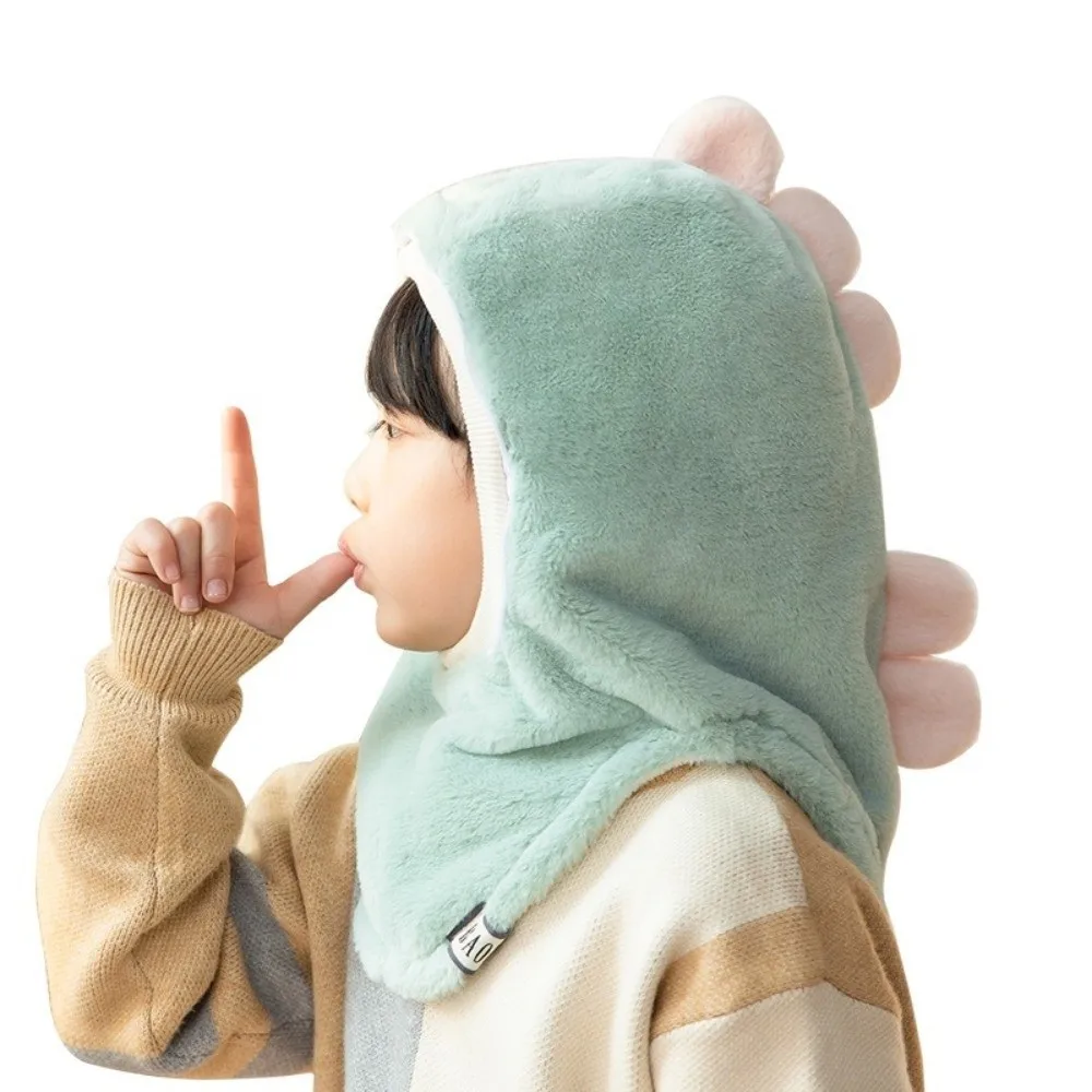

Cute Cartoon Mask Integrated Hat Thickened Windproof Head Caps with Detachable Windshield Soft Fleece Hooded Hat