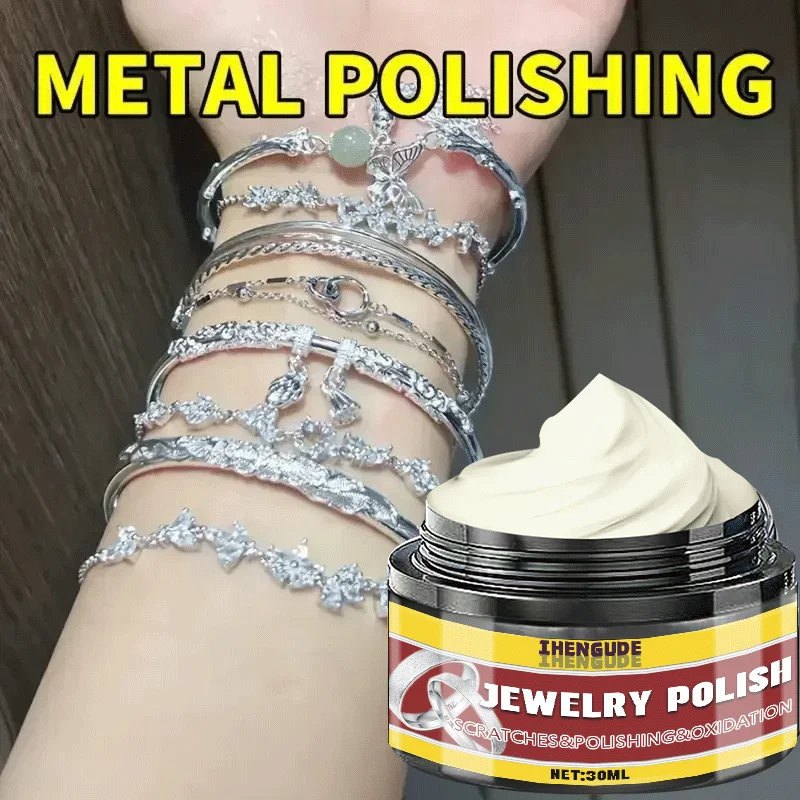 30g Jewelry Polish Cream - Instant Tarnish & Oxidation Remover for Gold Silver Diamonds - All Metal Jewelry Restorer