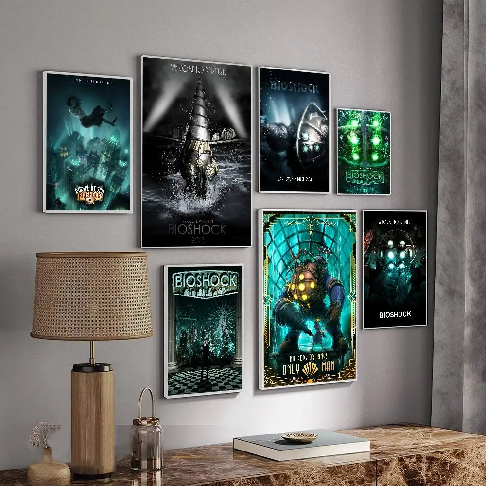 Retro B-Bioshock R-Rapture Game DIY Sticky Poster Vintage Room Bar Cafe Decor Home Decor