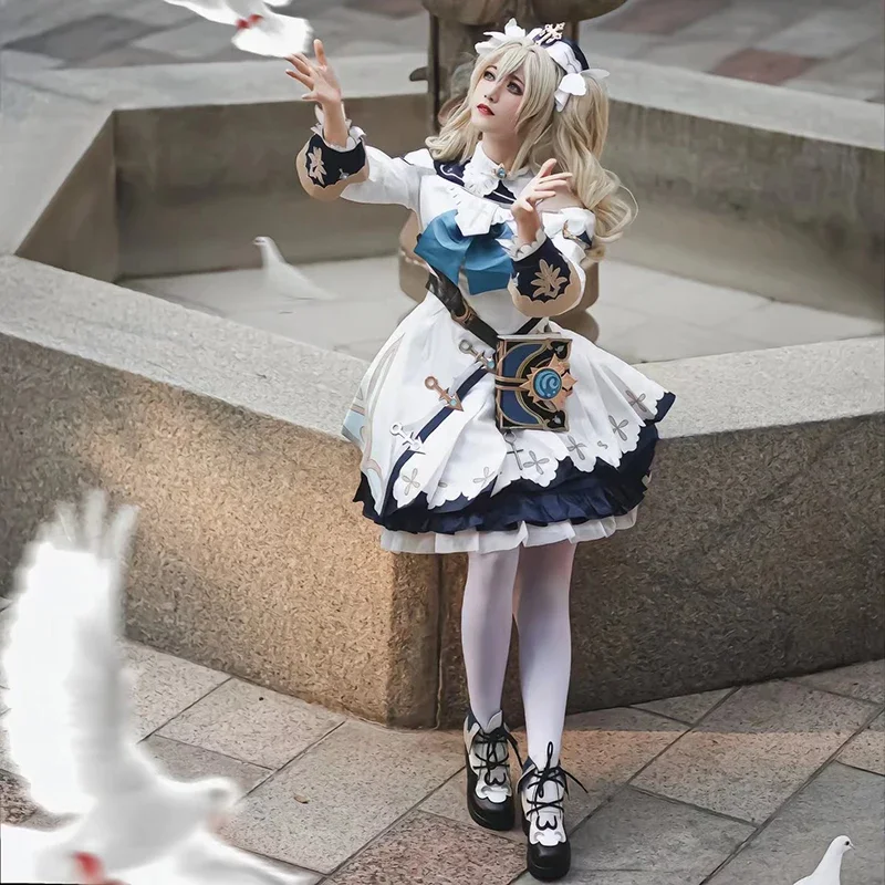 Game Genshin Impact Barbara Cosplay Kostuum Meisjes Prinses Jurken Lolita Meid Kleding Pruik Pak Anime Uniform Halloween Feest