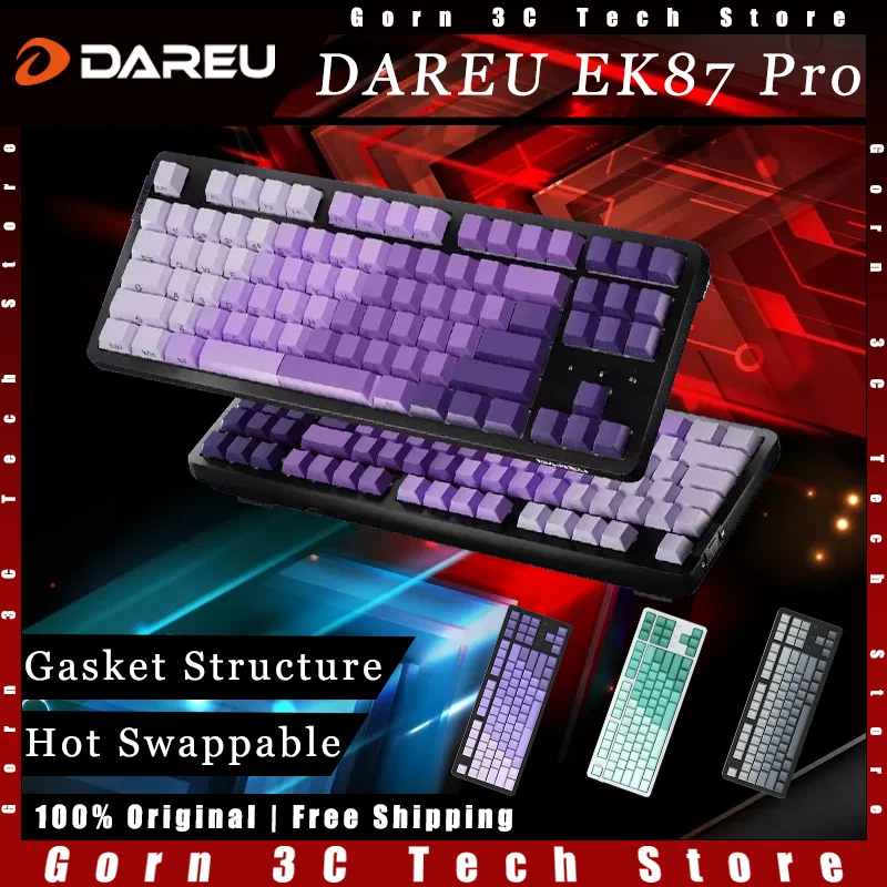 

DAUEU EK87 Pro Механическая клавиатура Трехрежимная прокладка RGB Горячая замена Киберспорт Индивидуальная игровая клавиатура ПК Геймерский аксессуар