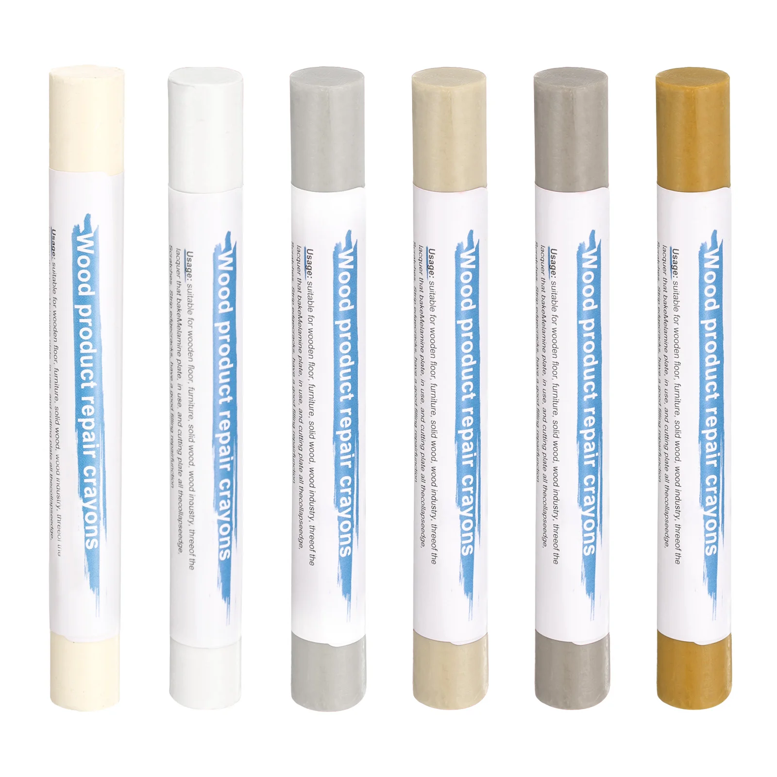 Wood Filler Sticks 6Colors Wooden Wax Touch Up Furniture Repair Crayons for Scratches Scuffs Cracks Nail Hole Cover Ups on Floor