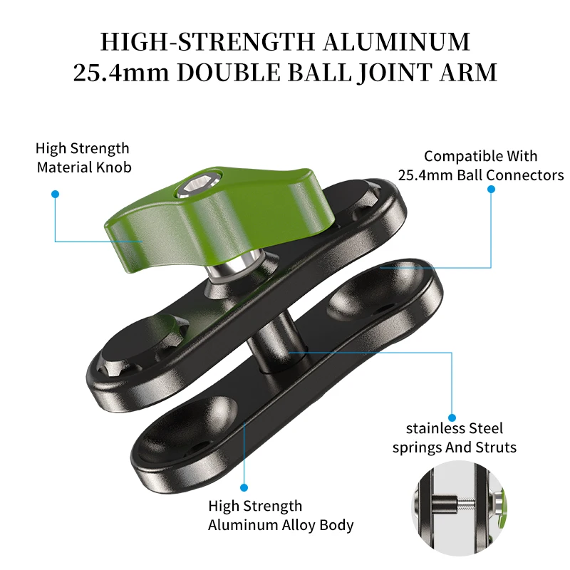 Aluminum Alloy 1 Inch Ball Head Joint Base Double Socket Arm Extension Arm Motorcycle Bike Phone Mount