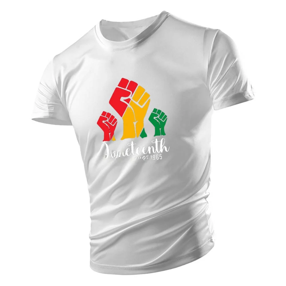 2D Large Fist Printed round Neck Men's T-Shirt Short Sleeve Customizable Design Hand-Painted Clothing DIY Customization
