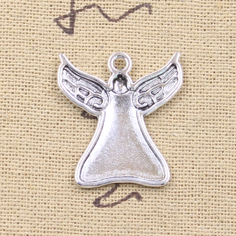 15pcs Charms Angel Forever In Our Hearts 27x24mm Antique Silver Color Pendants Tibetan Findings DIY Handmade Making Craft