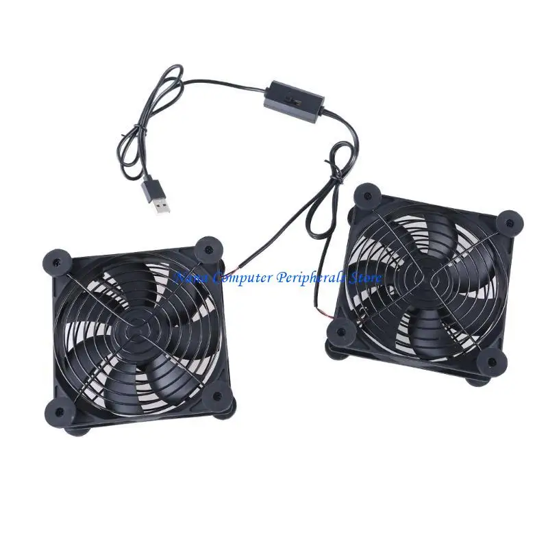 F68C 120mm 5V Double USB Powered Router With Speed Controller Cooling Fan for Router Modem Receiver