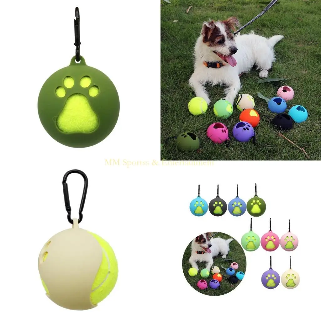 

31BE Lightweight Tennis Ball Holder with Dog Leash Attachment Hands-Free Pet Ball Cover Holder Portable Tennis Ball Clip