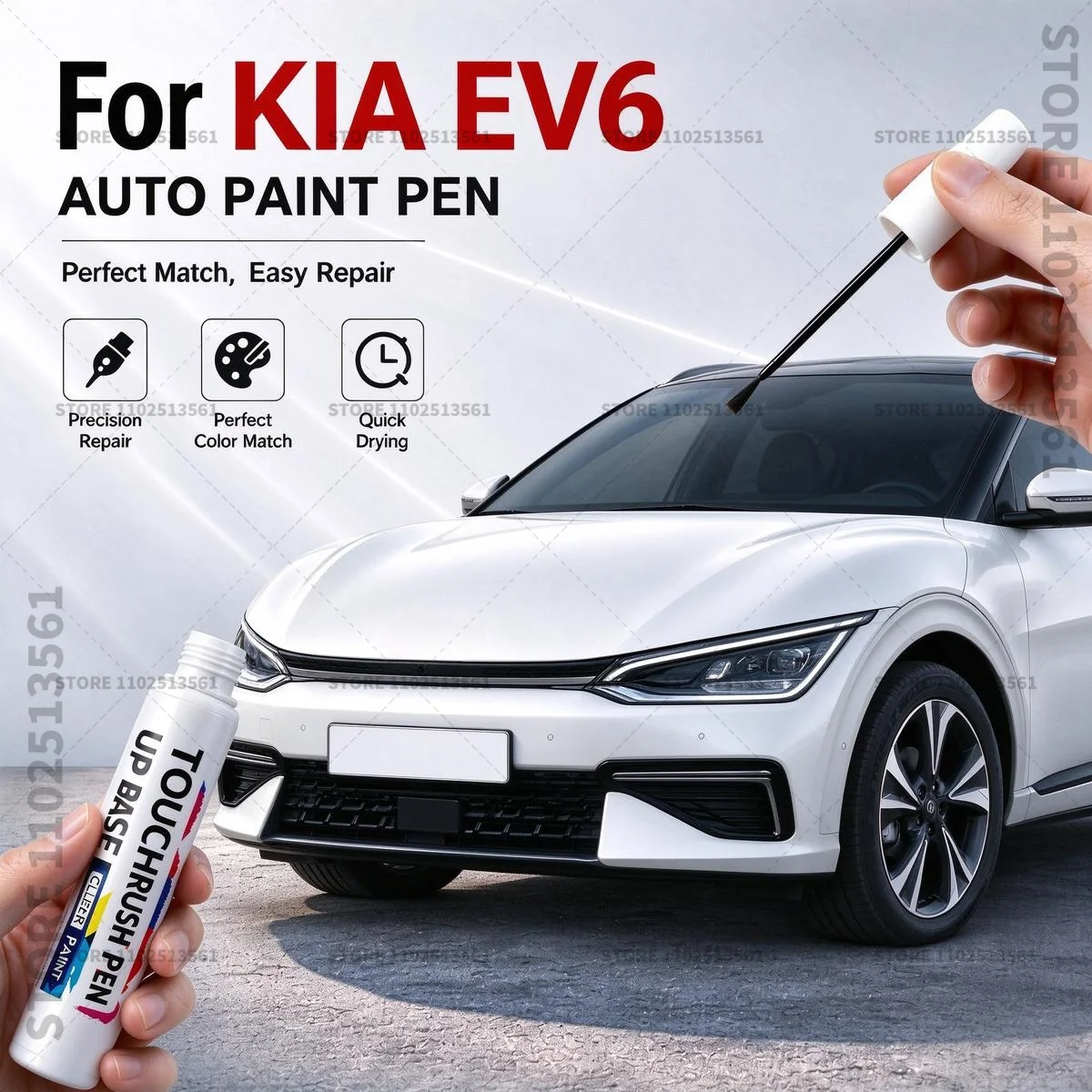 Car Scratch Remover Paint Pen Touch Up Marker for Auto Body Repair Door Bumper Fender Accessories For KIA EV6 Gray Pearl White