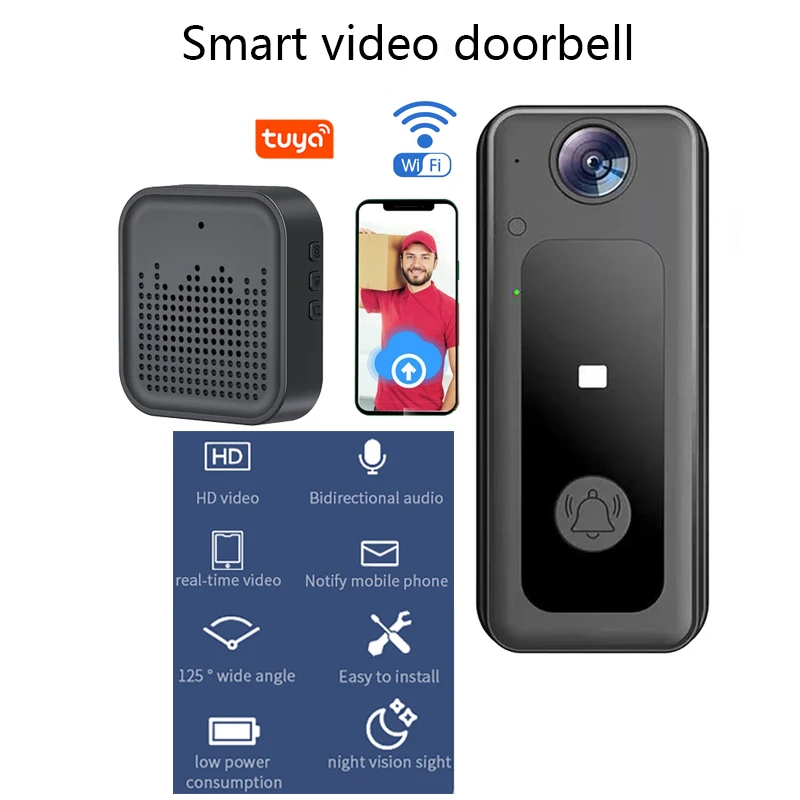 WIFI Wireless Smart Doorbell With Camera Remote Two-Way Voice Intercom Night Vision Home Video Doorbell for Family Safety